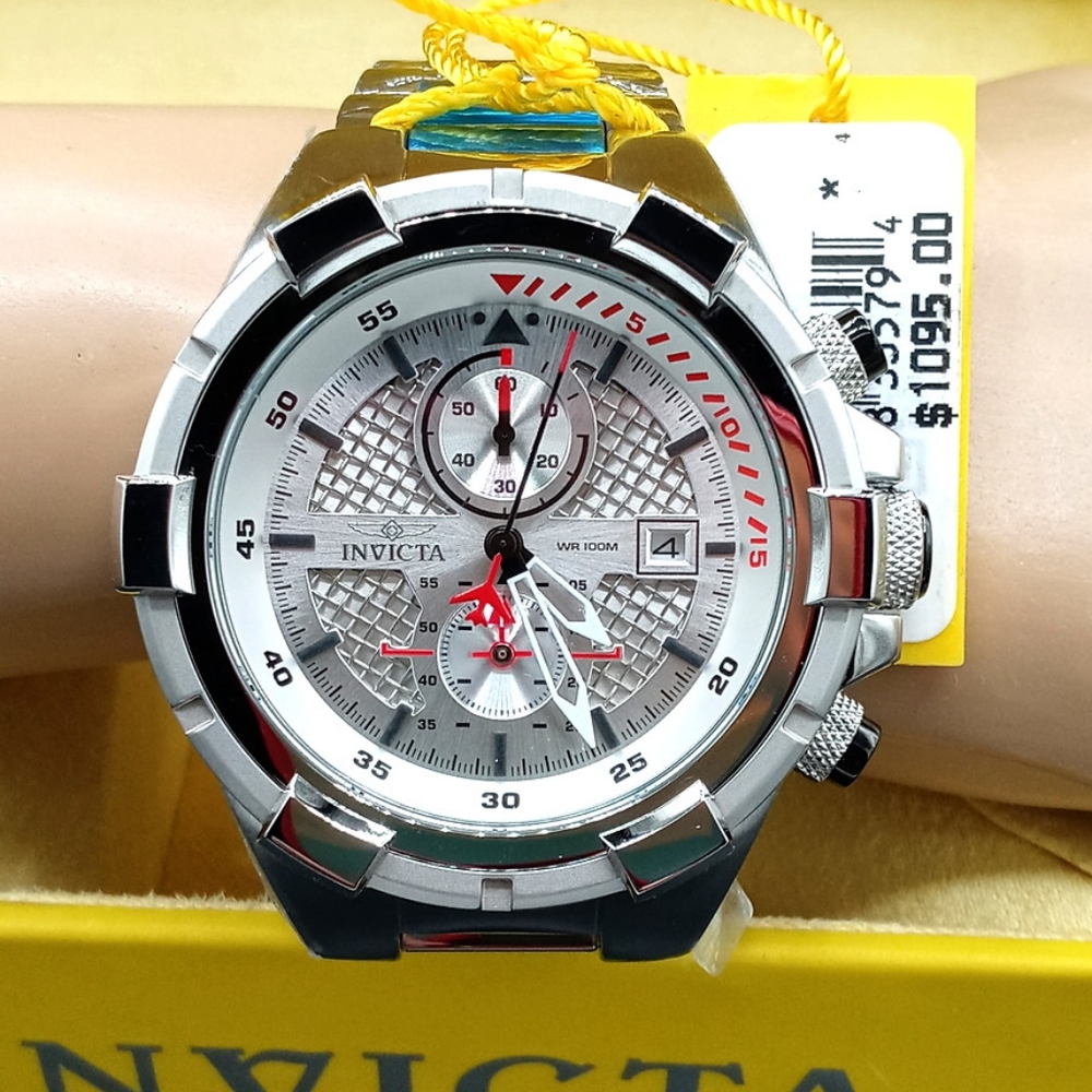 FIRM PRICE-INVICTA AVIATOR STAINLESS STEEL CHRONOGRAPH WATCH.